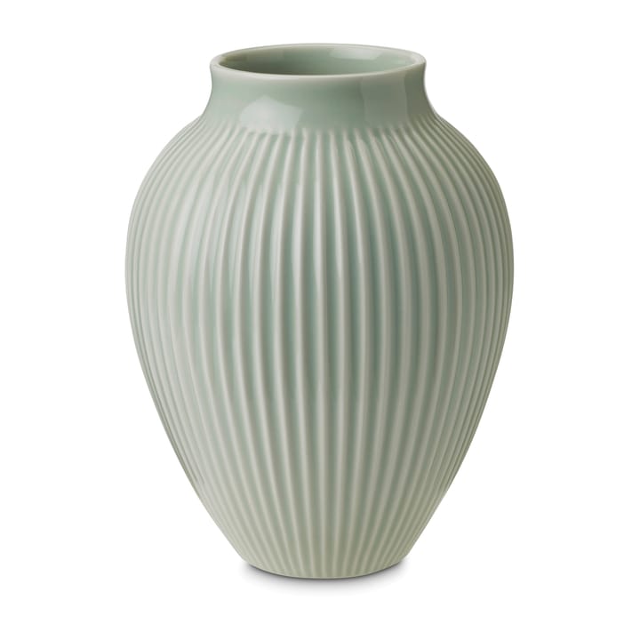 Knabstrup vase ribbed 20 cm, Mint green Knabstrup Keramik