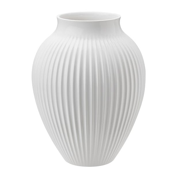 Knabstrup vase ribbed 20 cm, white Knabstrup Keramik
