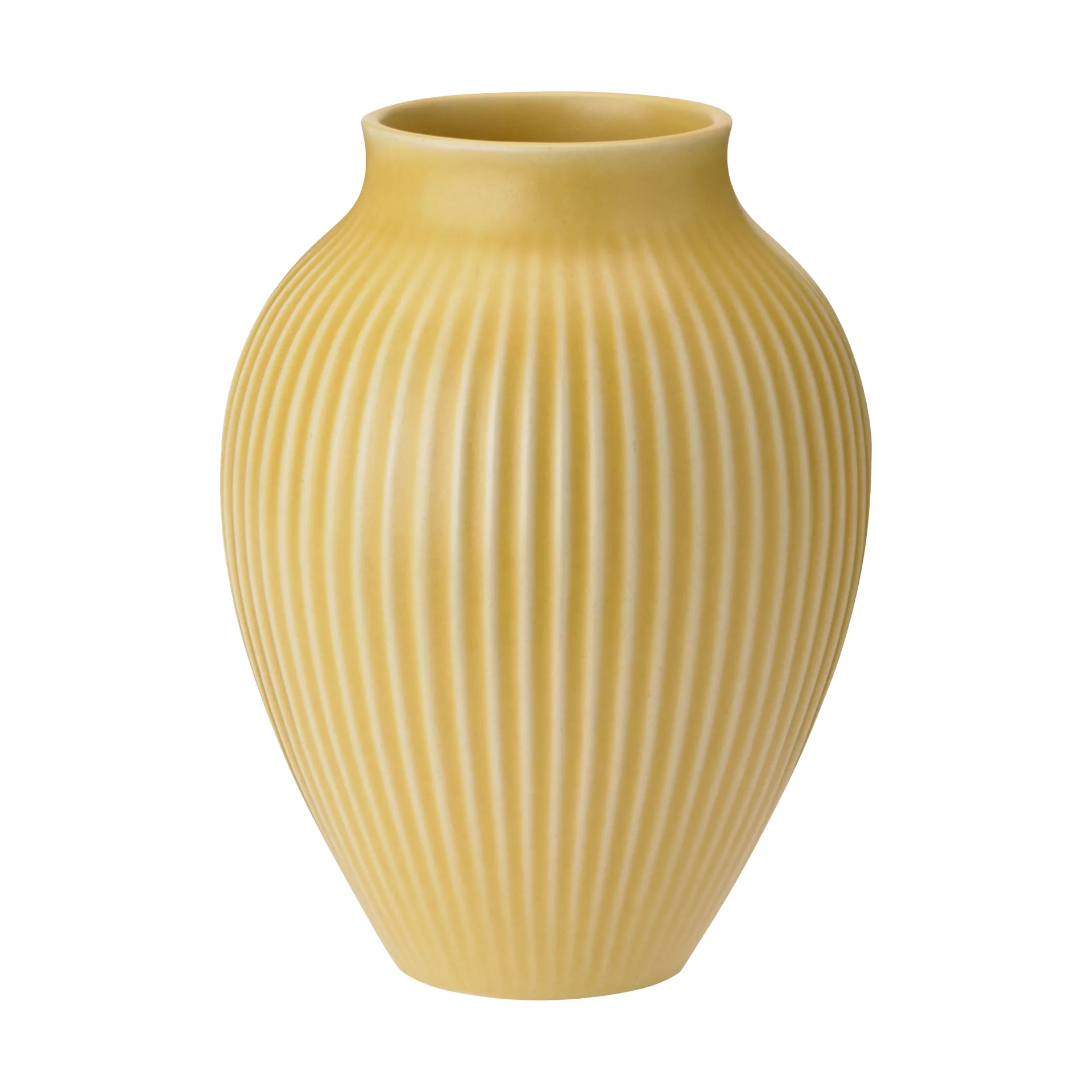 Knabstrup vase ribbed 20 cm, Yellow Knabstrup Keramik