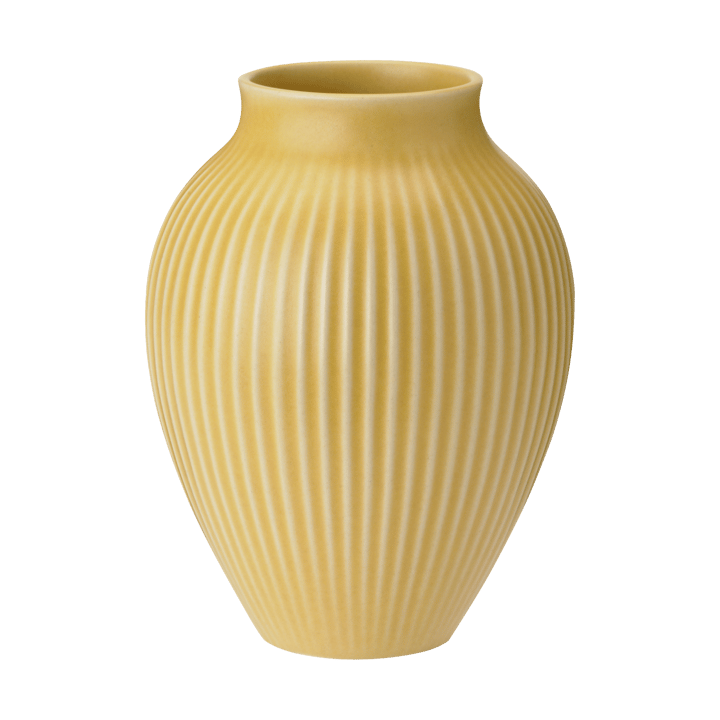 Knabstrup vase ribbed 20 cm - Yellow - Knabstrup Keramik