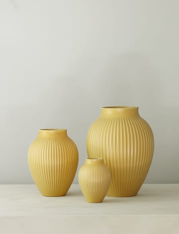 Knabstrup vase ribbed 20 cm - Yellow - Knabstrup Keramik