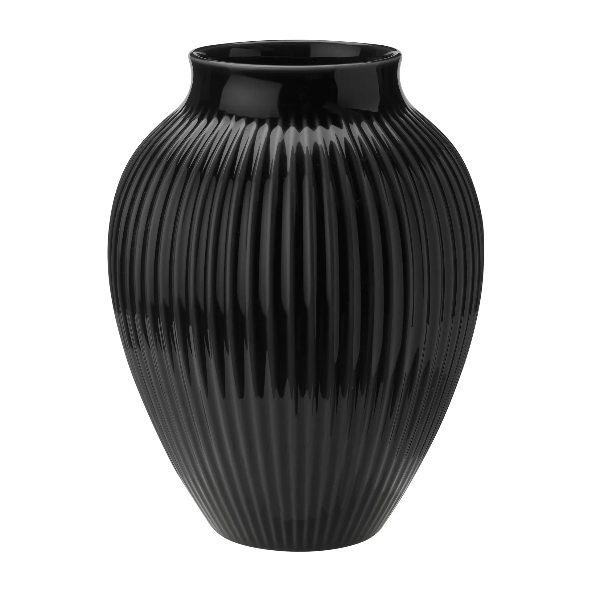 Knabstrup vase ribbed 27 cm, Black Knabstrup Keramik
