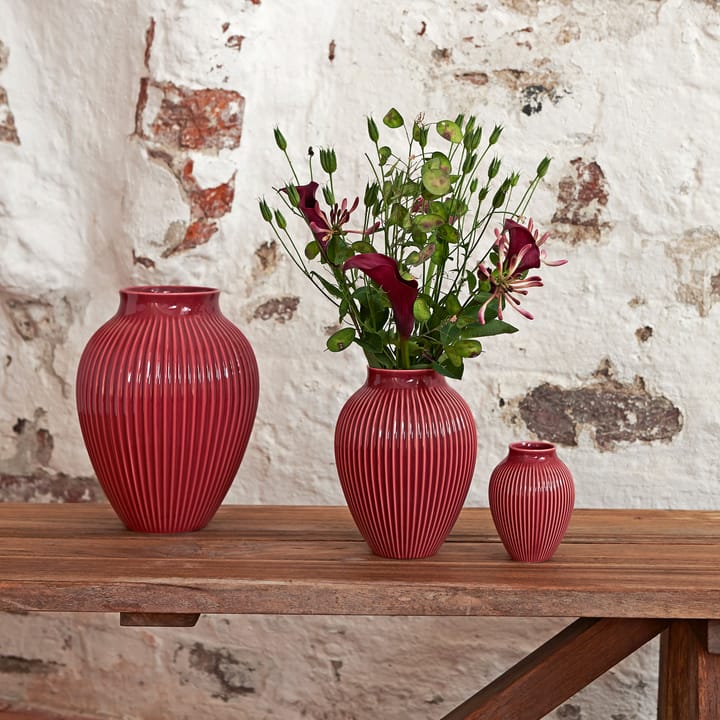 Knabstrup vase ribbed 27 cm, bordeaux Knabstrup Keramik