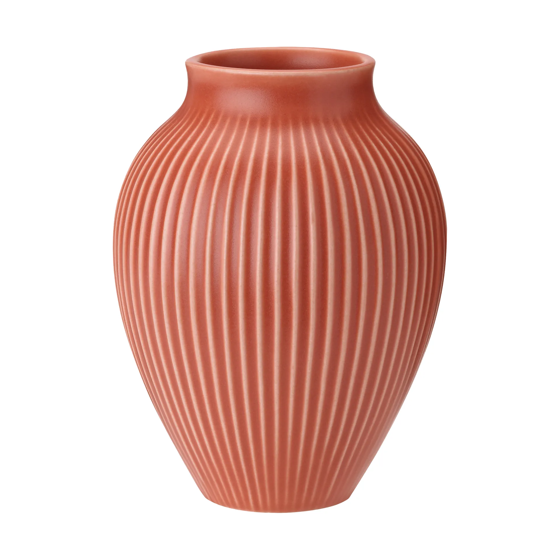 Knabstrup vase ribbed 27 cm, Coral Knabstrup Keramik
