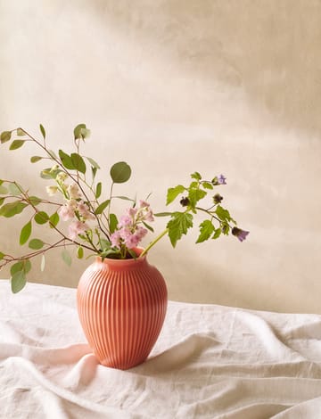Knabstrup vase ribbed 27 cm - Coral - Knabstrup Keramik