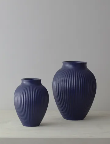 Knabstrup vase ribbed 27 cm - Dark blue - Knabstrup Keramik