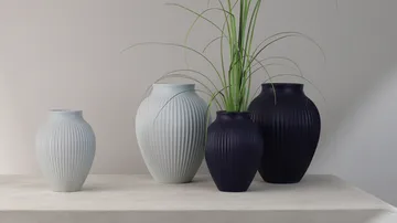 Knabstrup vase ribbed 27 cm - Dark blue - Knabstrup Keramik