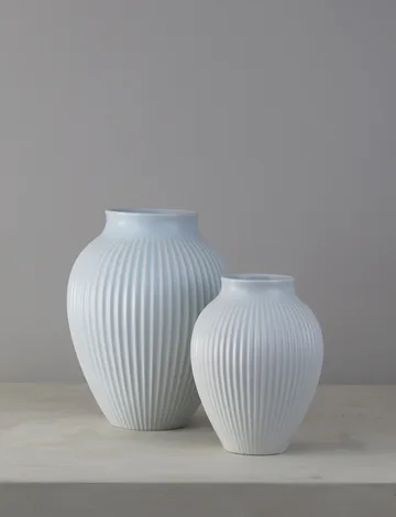 Knabstrup vase ribbed 27 cm - Ice blue - Knabstrup Keramik