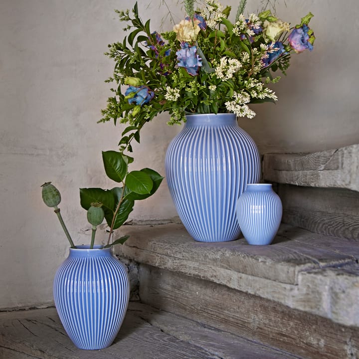 Knabstrup vase ribbed 27 cm, lavender blue Knabstrup Keramik