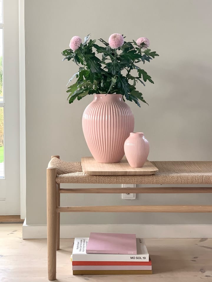 Knabstrup vase ribbed 27 cm, Pink Knabstrup Keramik