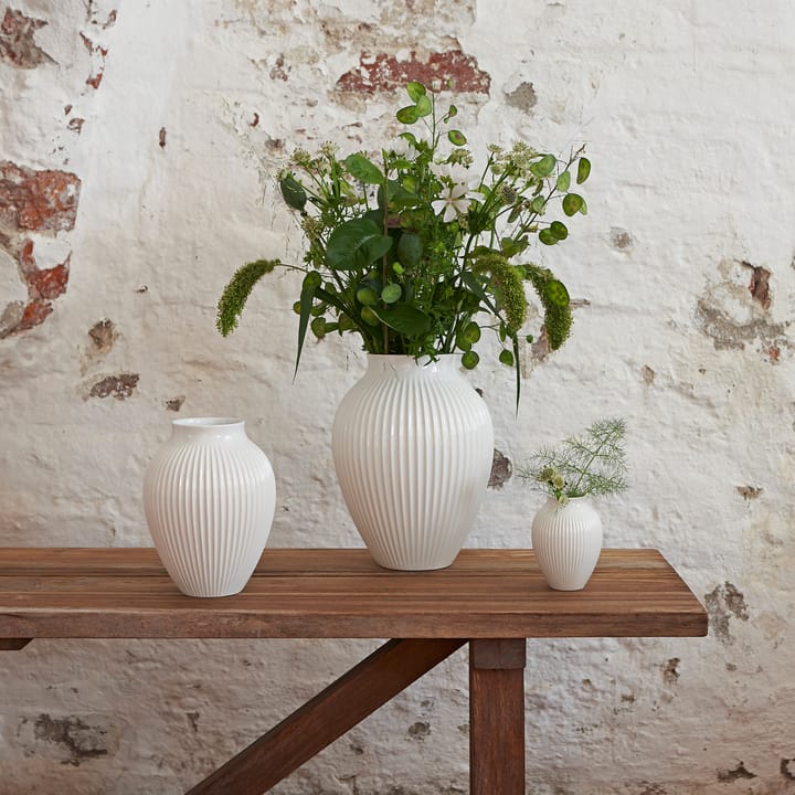 Knabstrup vase ribbed 27 cm, white Knabstrup Keramik