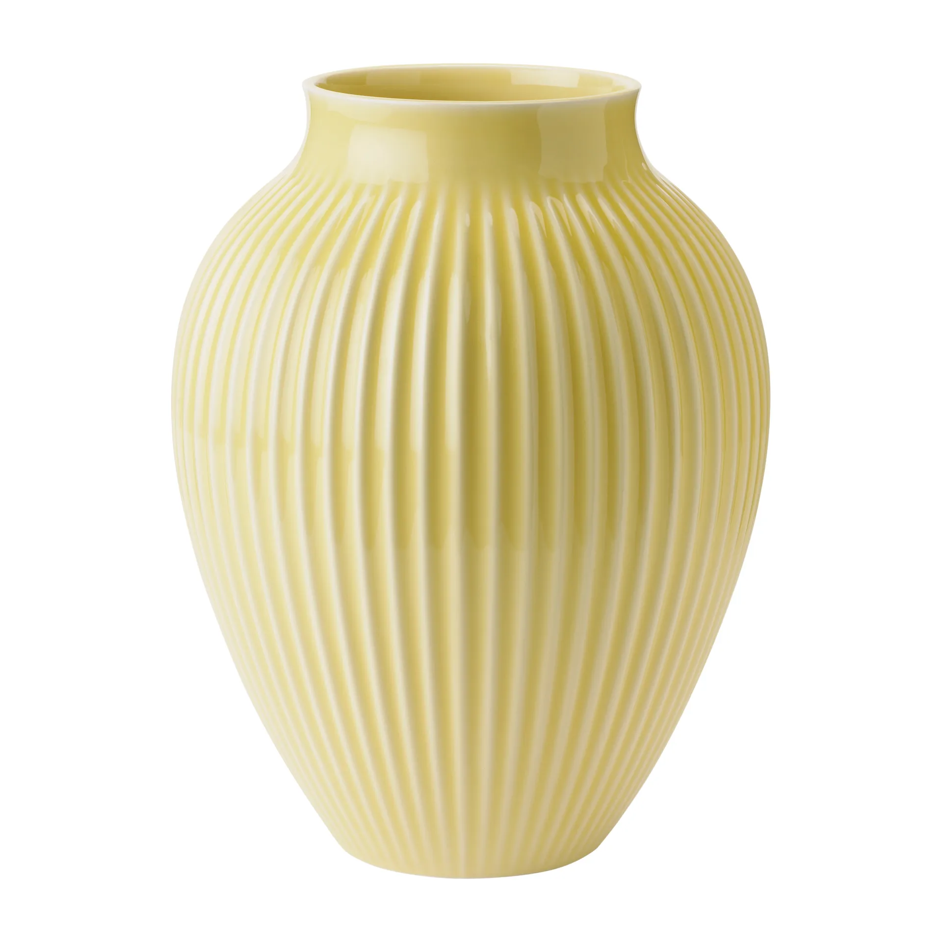 Knabstrup vase ribbed 27 cm, Yellow Knabstrup Keramik