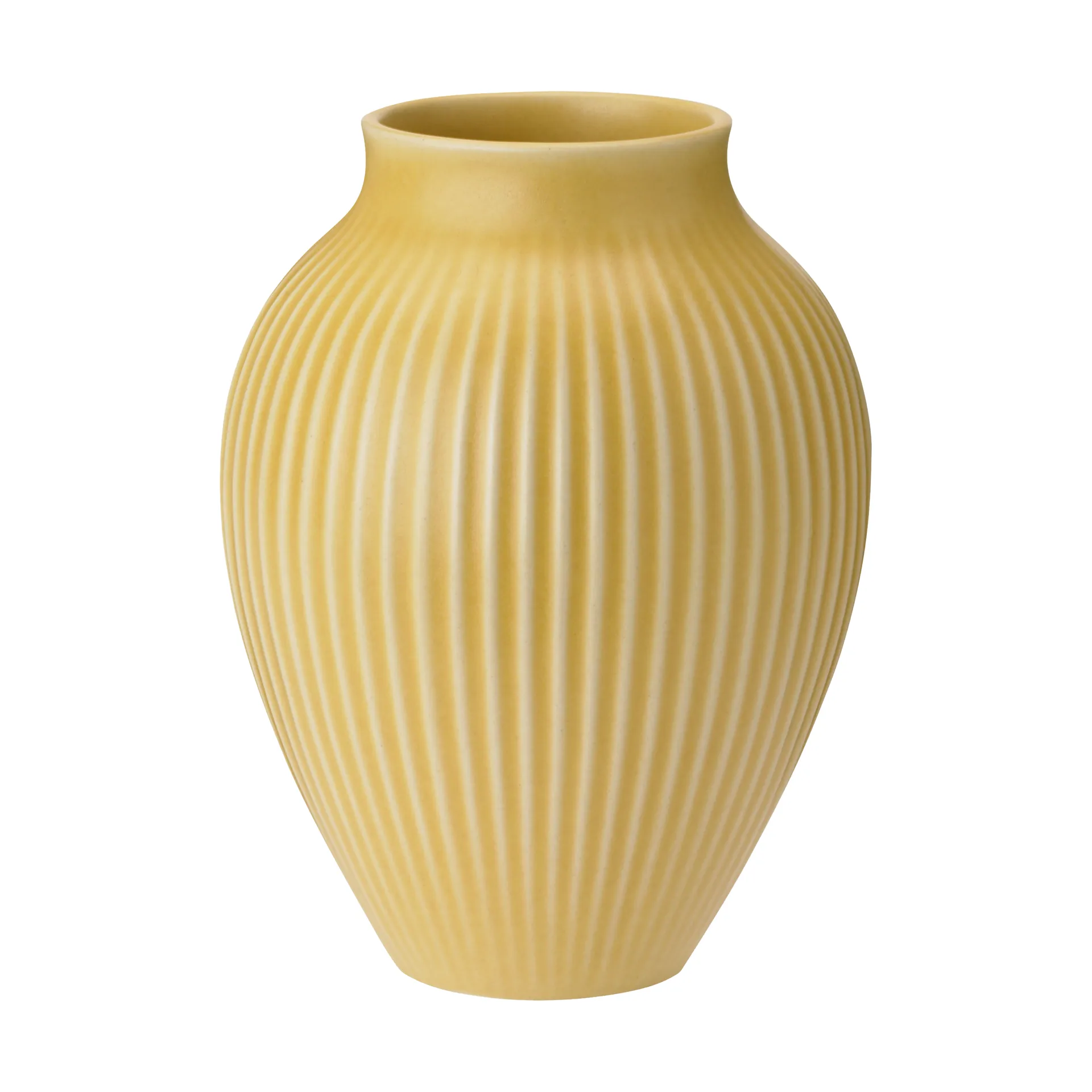 Knabstrup vase ribbed 27 cm, Yellow Knabstrup Keramik