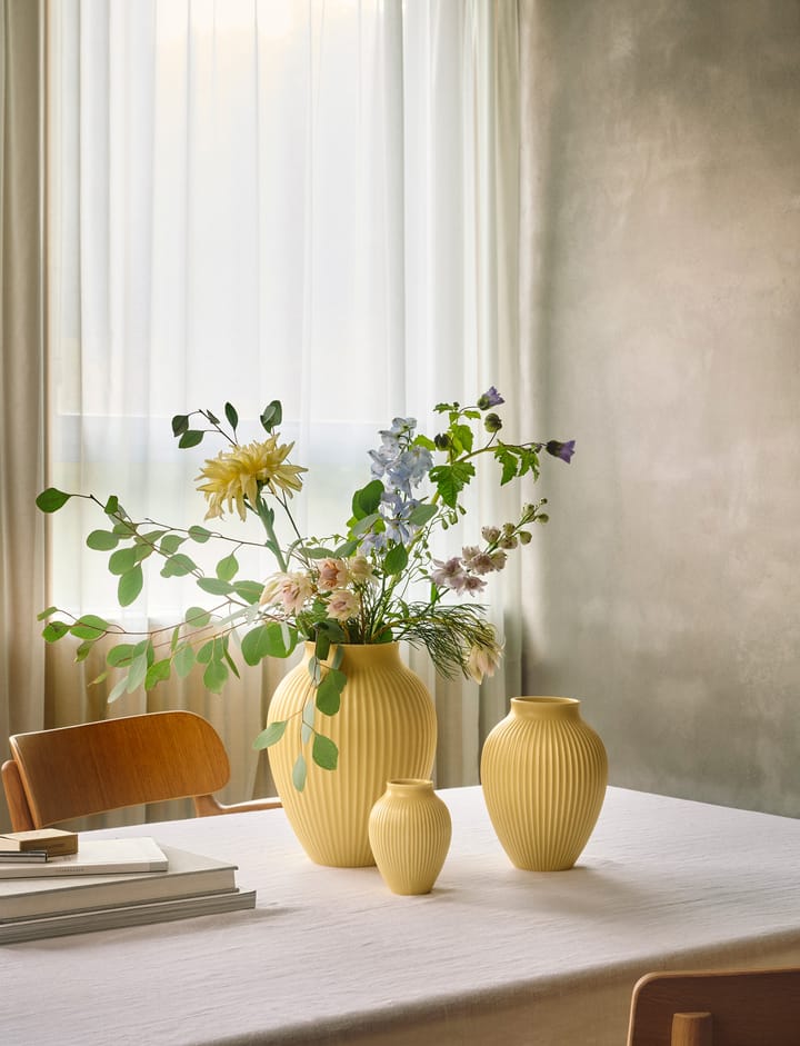 Knabstrup vase ribbed 27 cm, Yellow Knabstrup Keramik