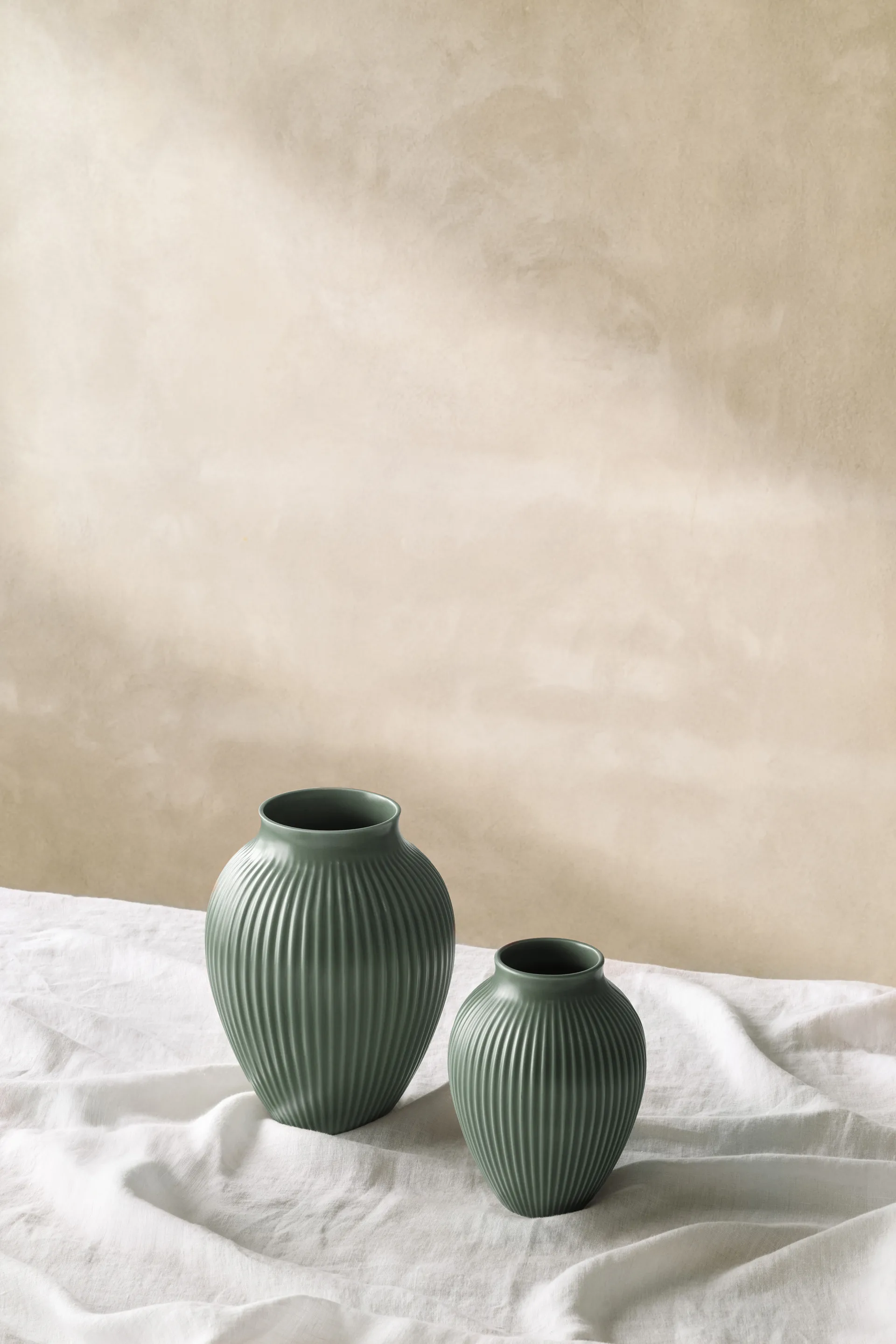 Knabstrup vase ripple matte celadon green, 20 cm Knabstrup Keramik