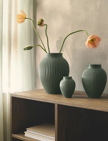Knabstrup vase ripple matte celadon green - 27 cm - Knabstrup Keramik