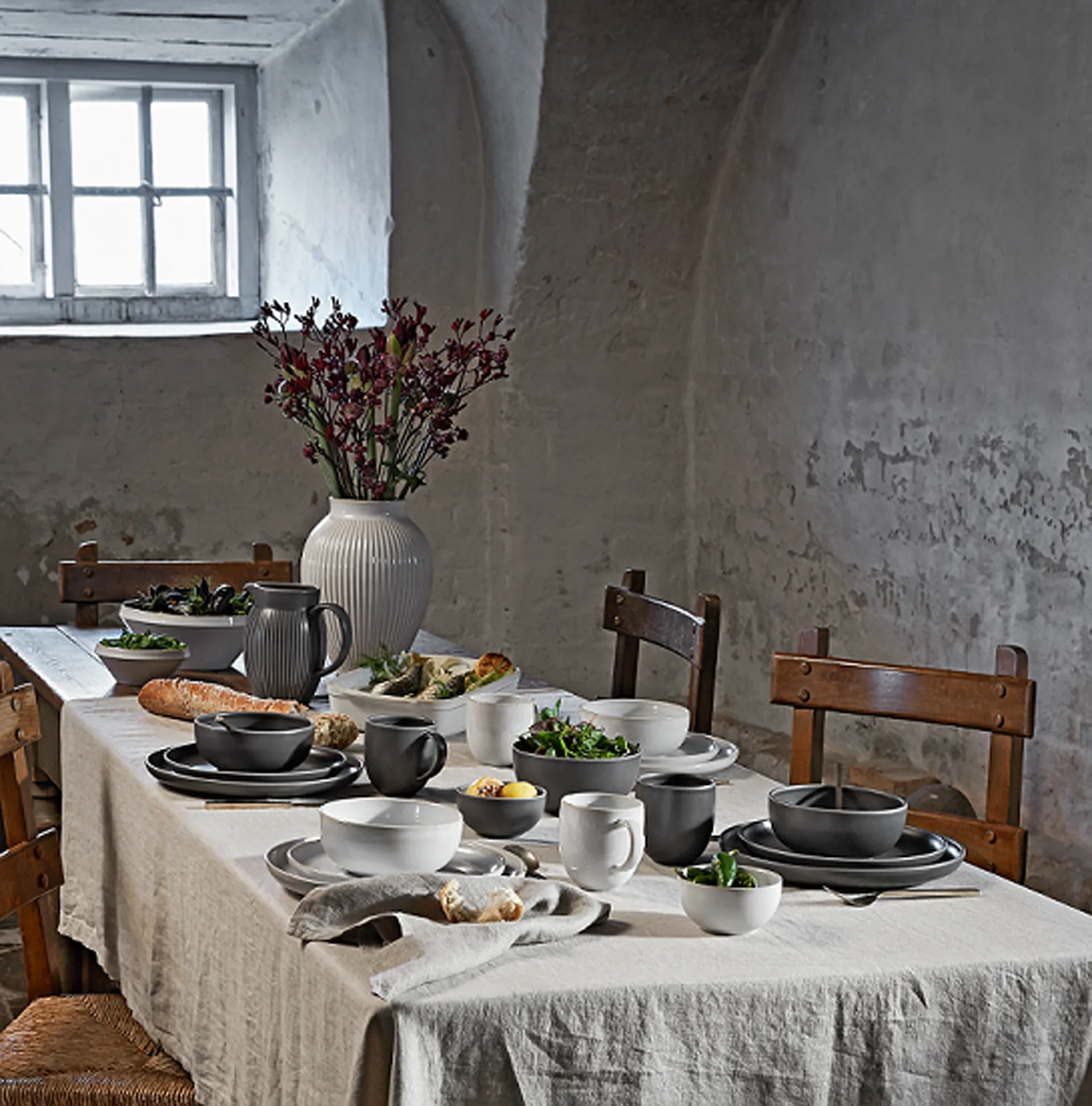Tavola dough bowl 2 pieces, White Knabstrup Keramik