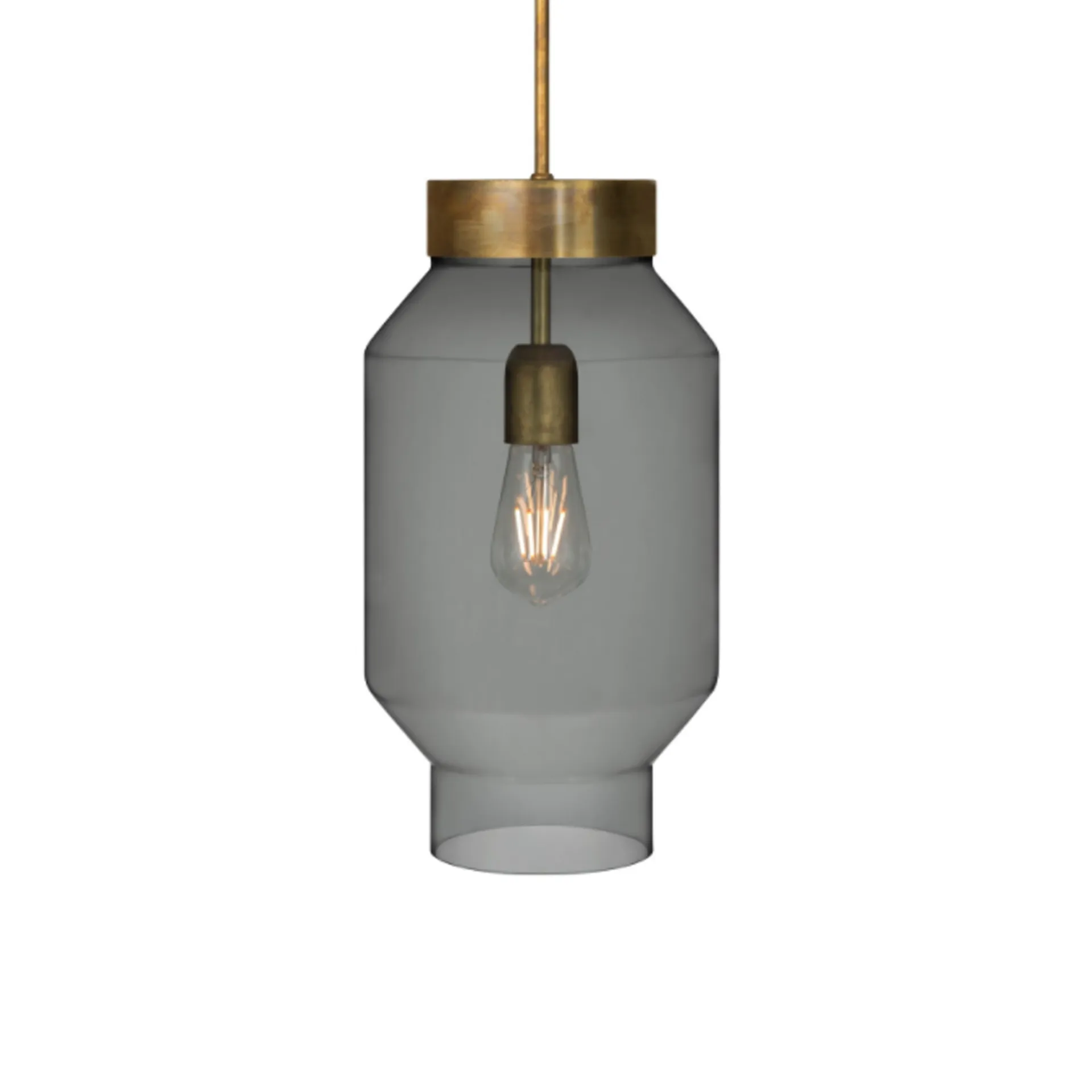 Fenomen pendant, Smoked glass-raw brass-large Konsthantverk