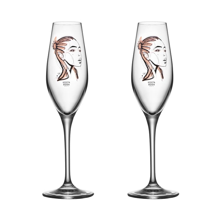 All about you champagne glass 24 cl 2-pack, forever yours Kosta Boda