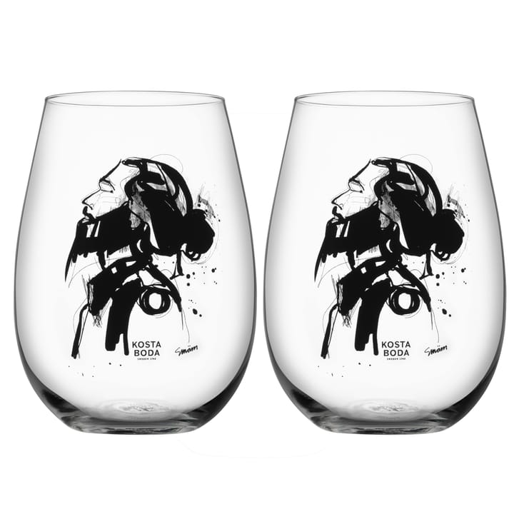 All about you glass 57 cl 2-pack - Love him (grey) - Kosta Boda