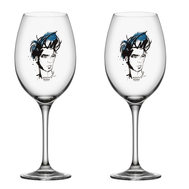 All about you wine glass 52 cl 2 pack, Miss him (blue) Kosta Boda