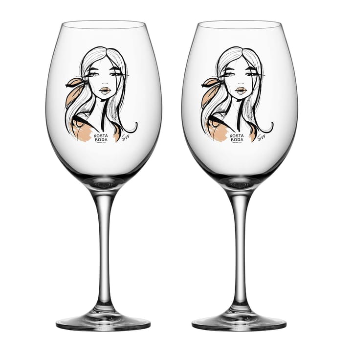 All about you wine glass 52 cl 2 pack, Wait for her (dusty pink) Kosta Boda