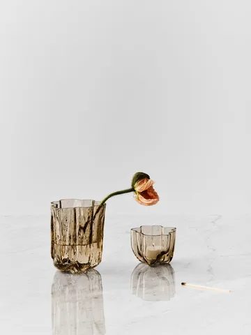 Crackle candle holder 5,8 cm - Taupe - Kosta Boda