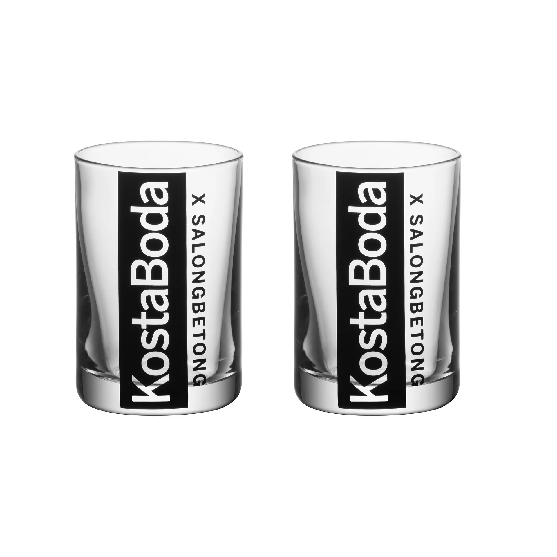 Salong Betong shot glass 6 cl 2-pack, Clear-black Kosta Boda