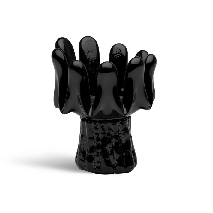 Sunflower candle holder 11.5 cm - Black - Kosta Boda