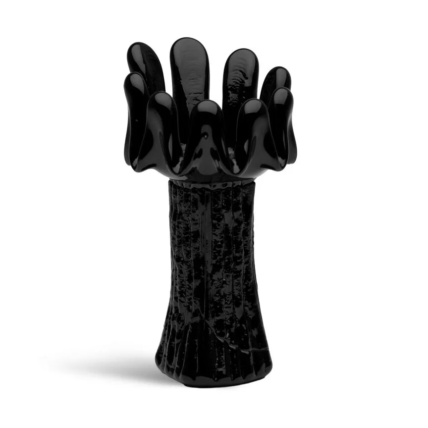 Sunflower candle holder 18 cm, Black Kosta Boda
