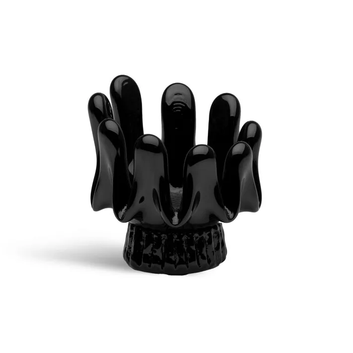Sunflower candle holder 9.2 cm - Black - Kosta Boda
