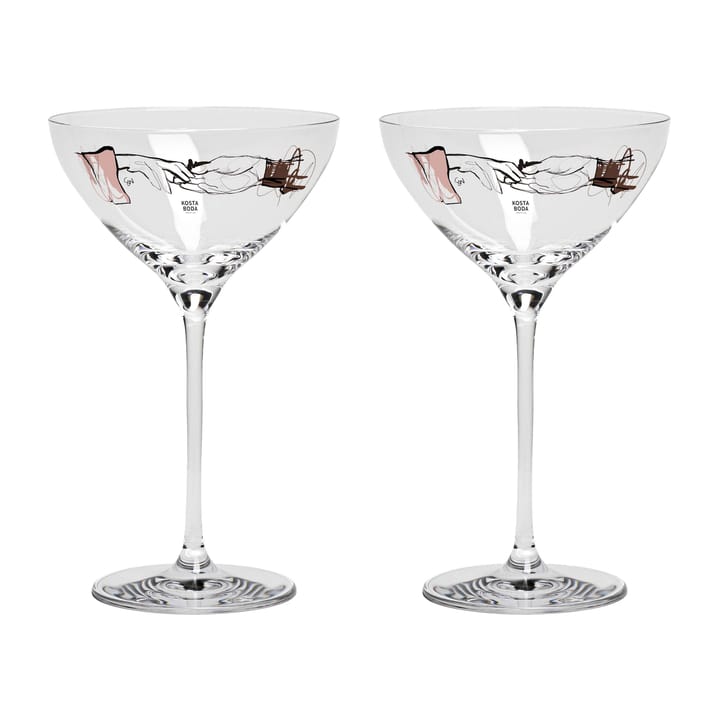 You and me together champagne coupe 32 cl 2-pack, Clear / Multi Kosta Boda