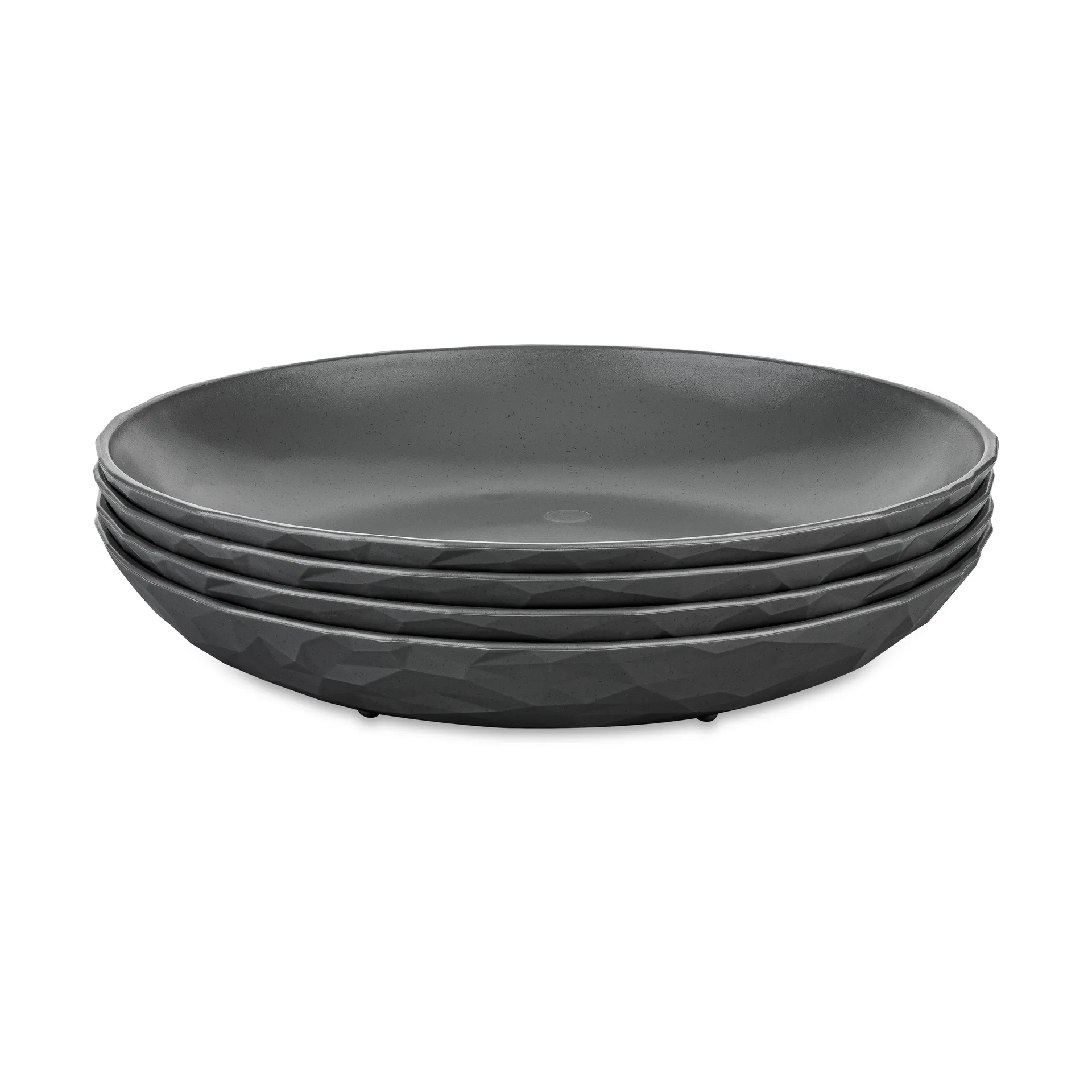 Club deep plate Ø22 cm 4-pack biocircular thermoplastic, Nature ash grey Koziol