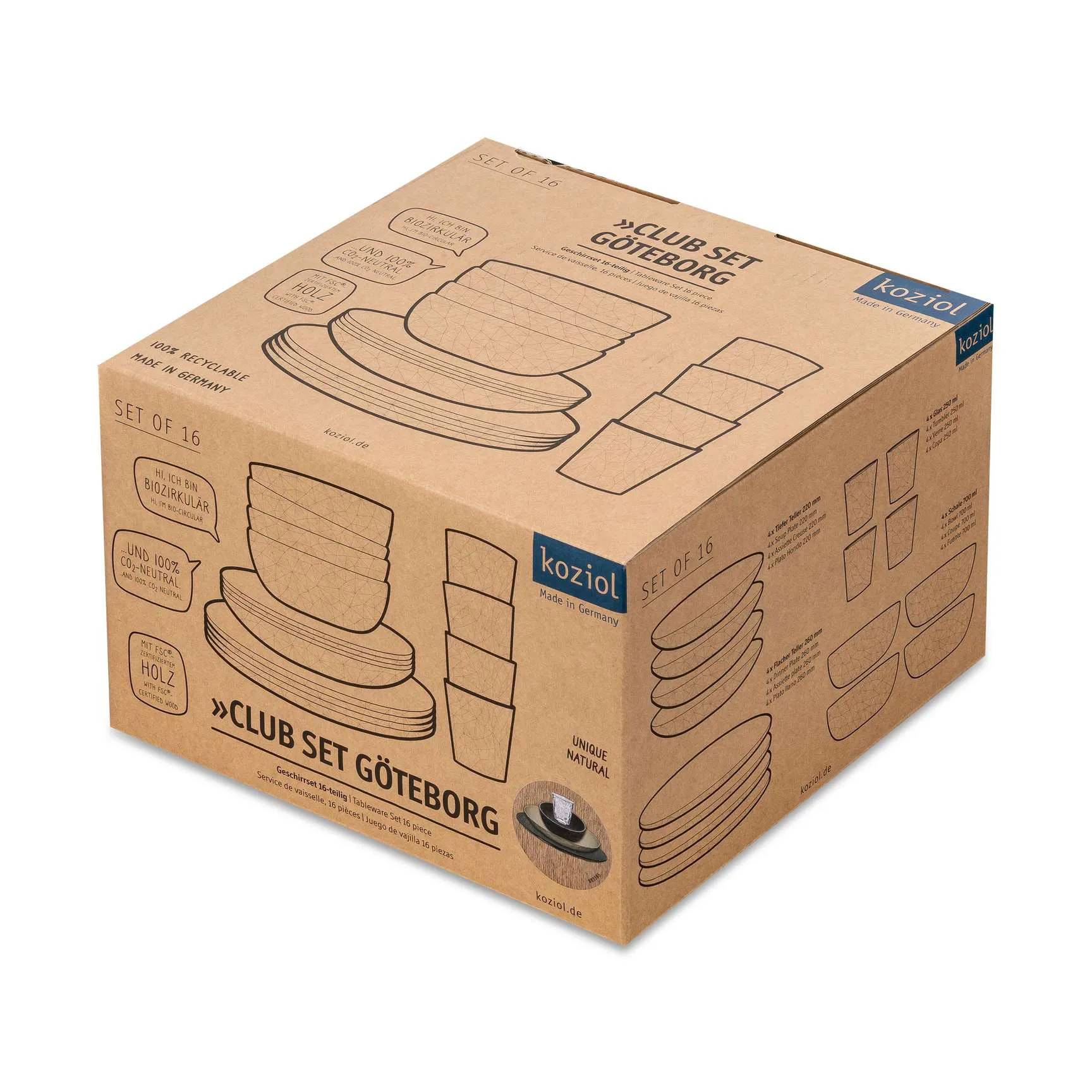 Club Göteborg set 16 pieces biocirular thermoplastic, Multi Koziol