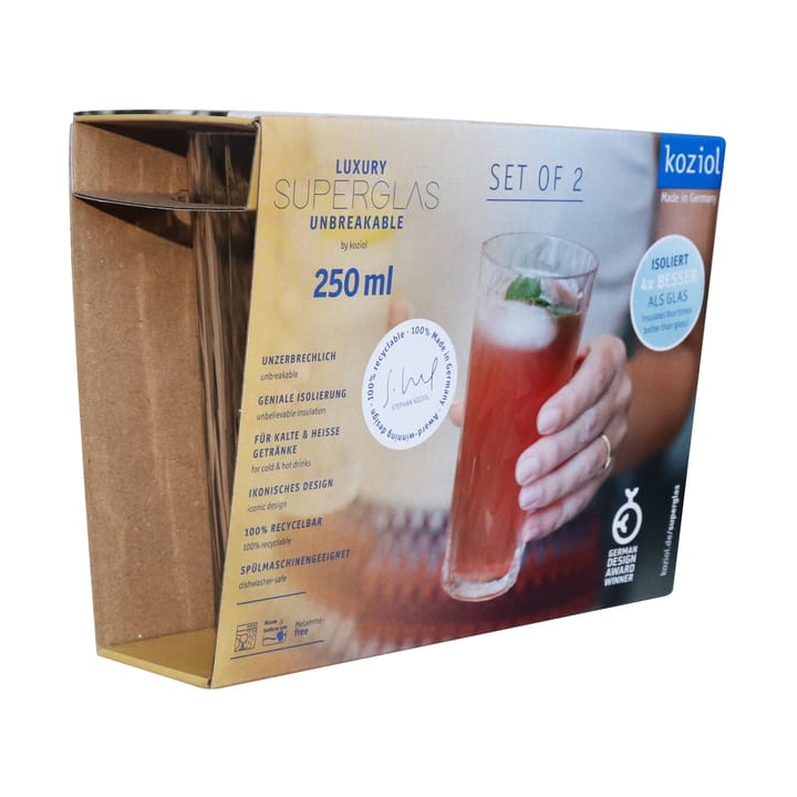 Club No. 19 drinking glass plastic 25 cl 2-pack, Crystal clear Koziol