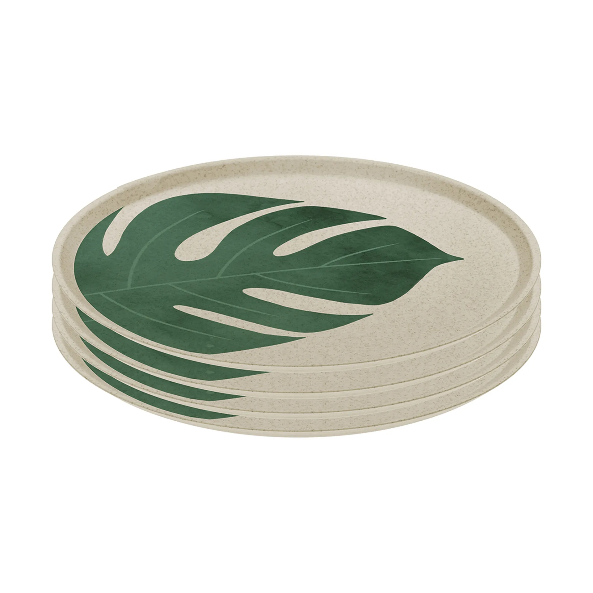 Connect plate Ø25.5 cm 4-pack, Monstera leaf Koziol