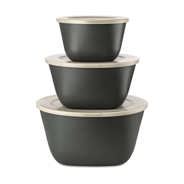 Connect Stockholm bowl with lid set of 3, Natural ash grey Koziol