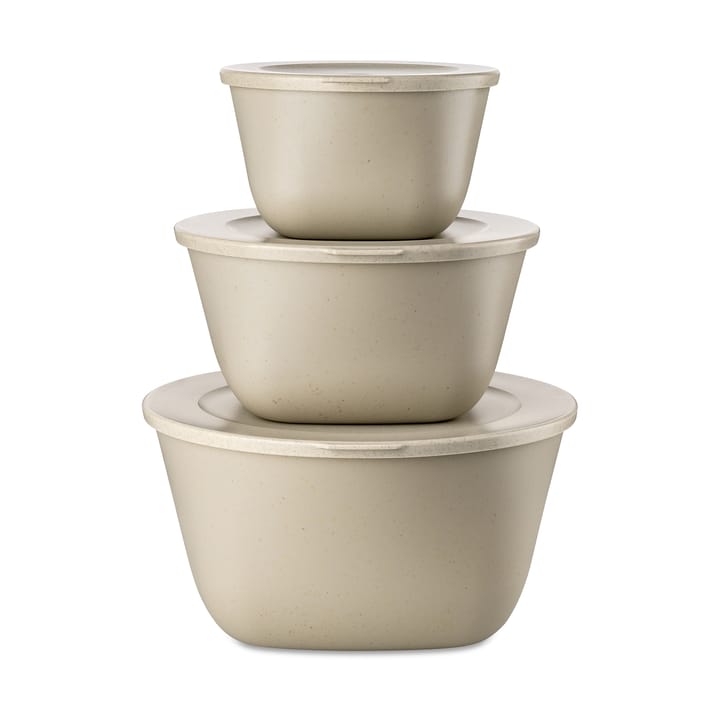 Connect Stockholm bowl with lid set of 3, Natural desert sand Koziol
