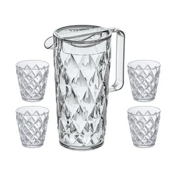 Crystal carafe incl 4 glasses - Crystal clear - Koziol