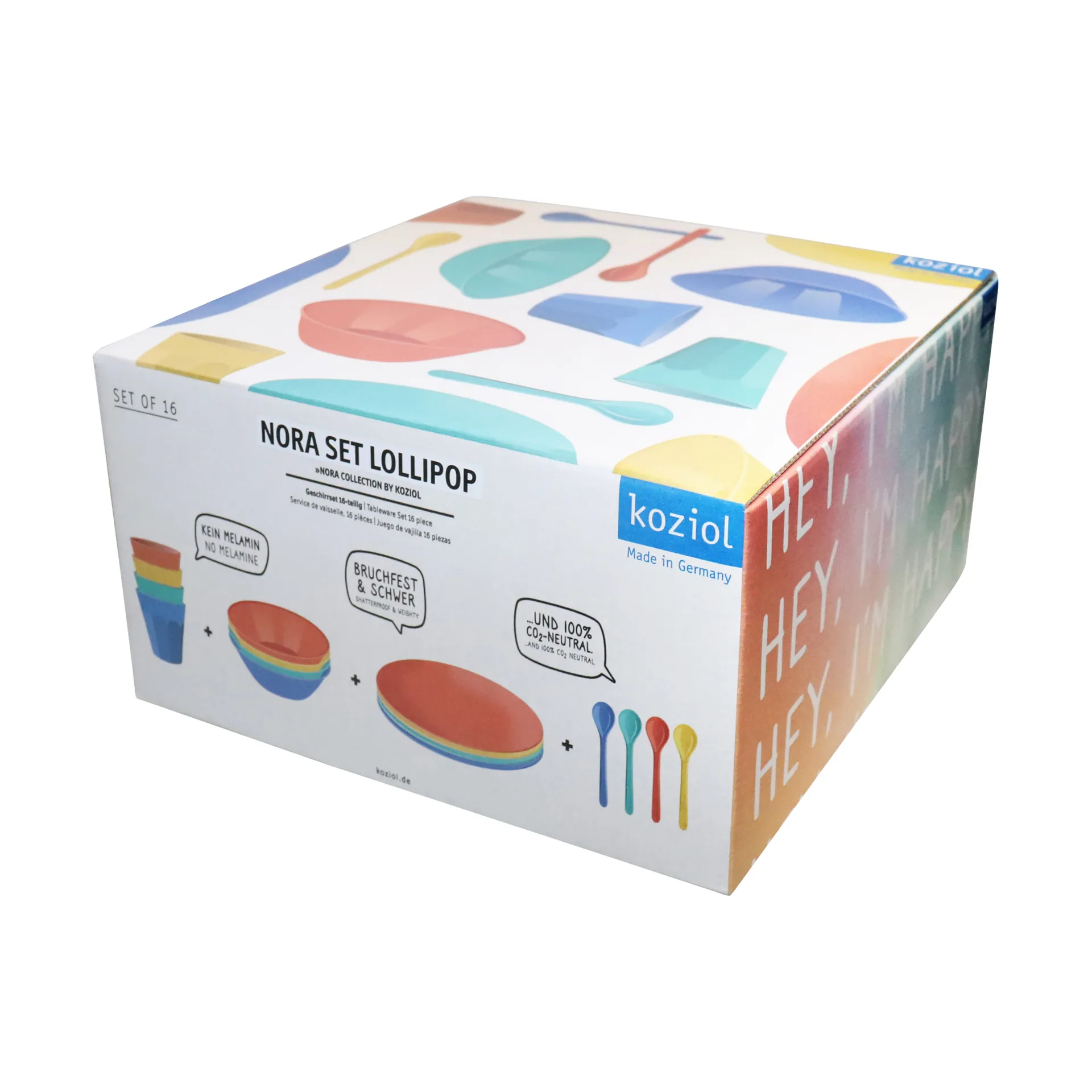 Nora Lollipop tableware set 16 pieces, Multi Koziol