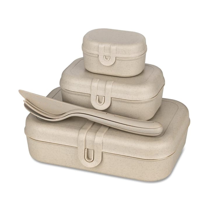 Pascal Ready Set 3x lunch box and cutlery, Natural desert sand Koziol
