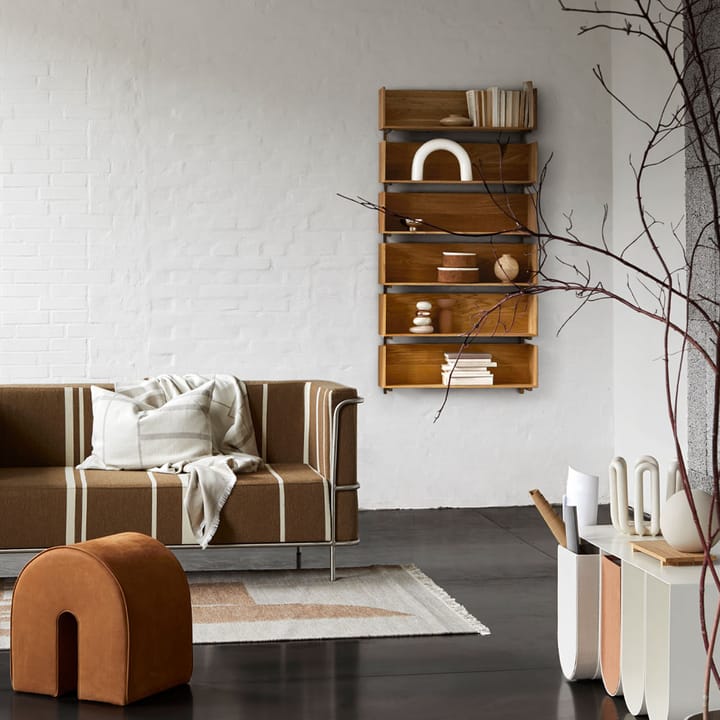 Stack wall shelf, Oak, consoles in dark oiled walnut Kristina Dam Studio