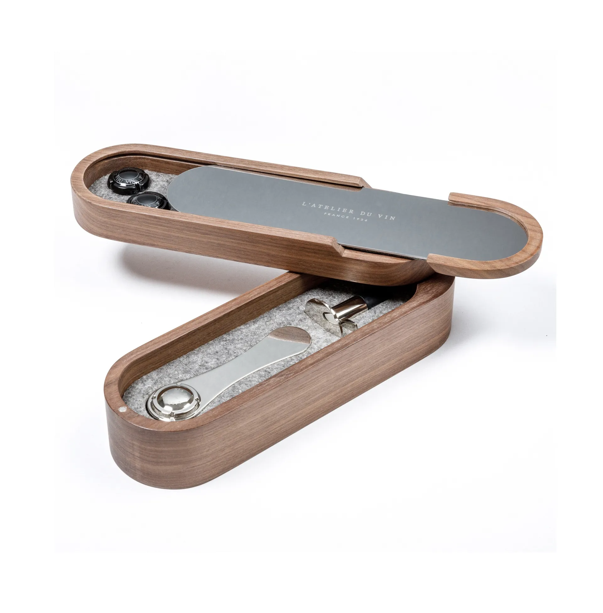 L'Atelier Sparkling champagne set, Walnut L'Atelier du Vin