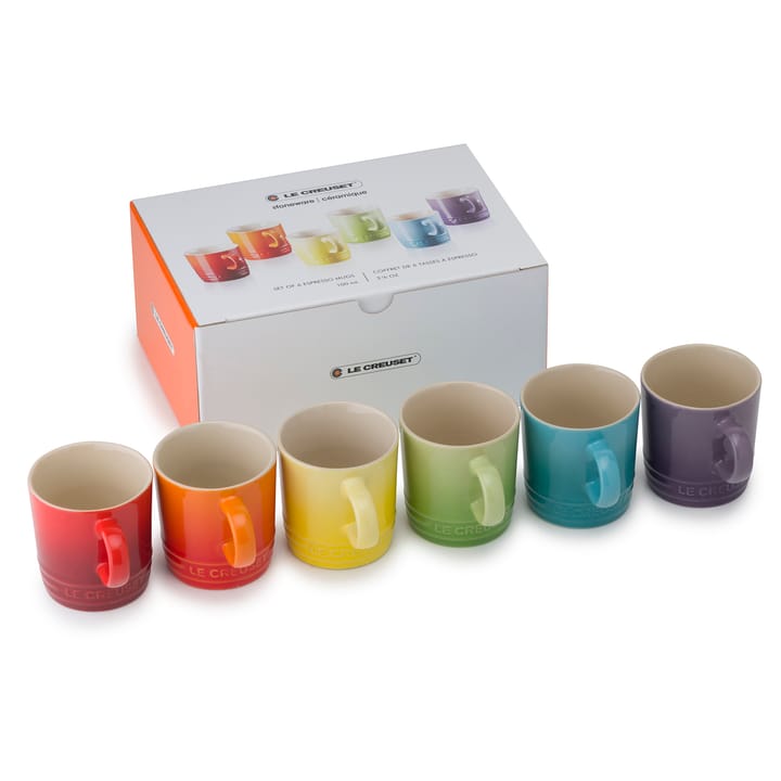 Le Creuset gift set espresso mug 10 cl 6-pack, Rainbow Le Creuset