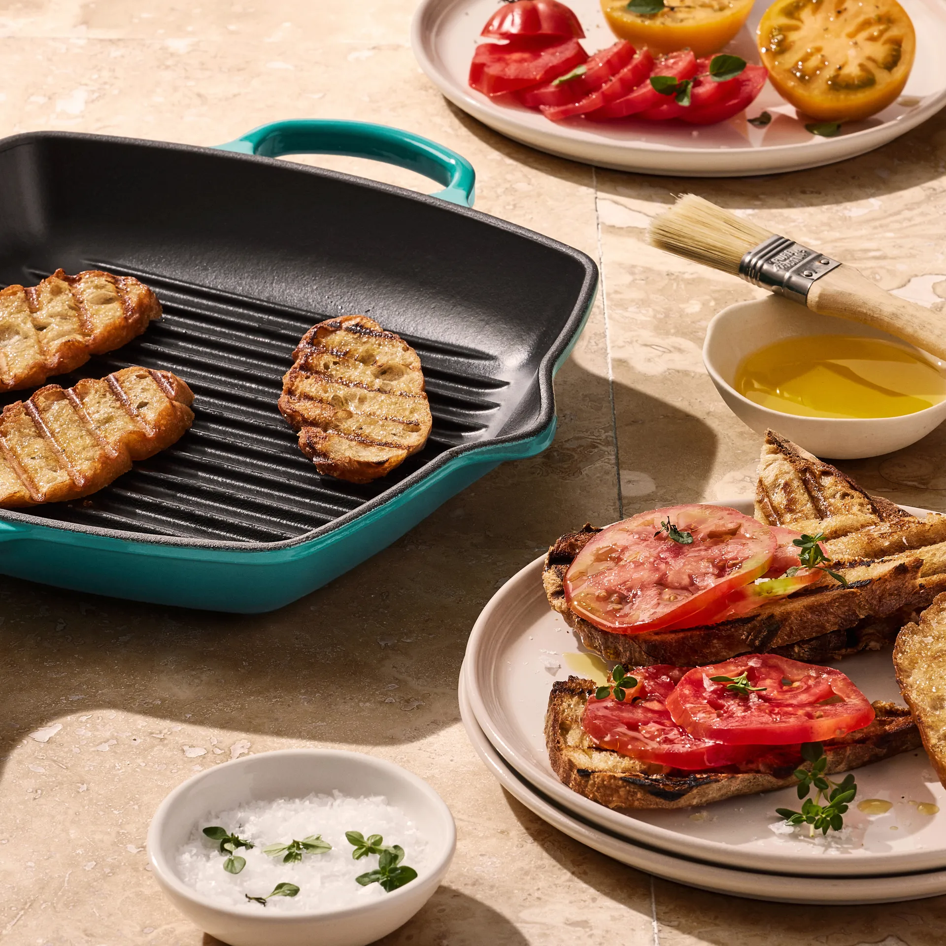 Le Creuset grill pan 26 cm, Bleu Riviera Le Creuset