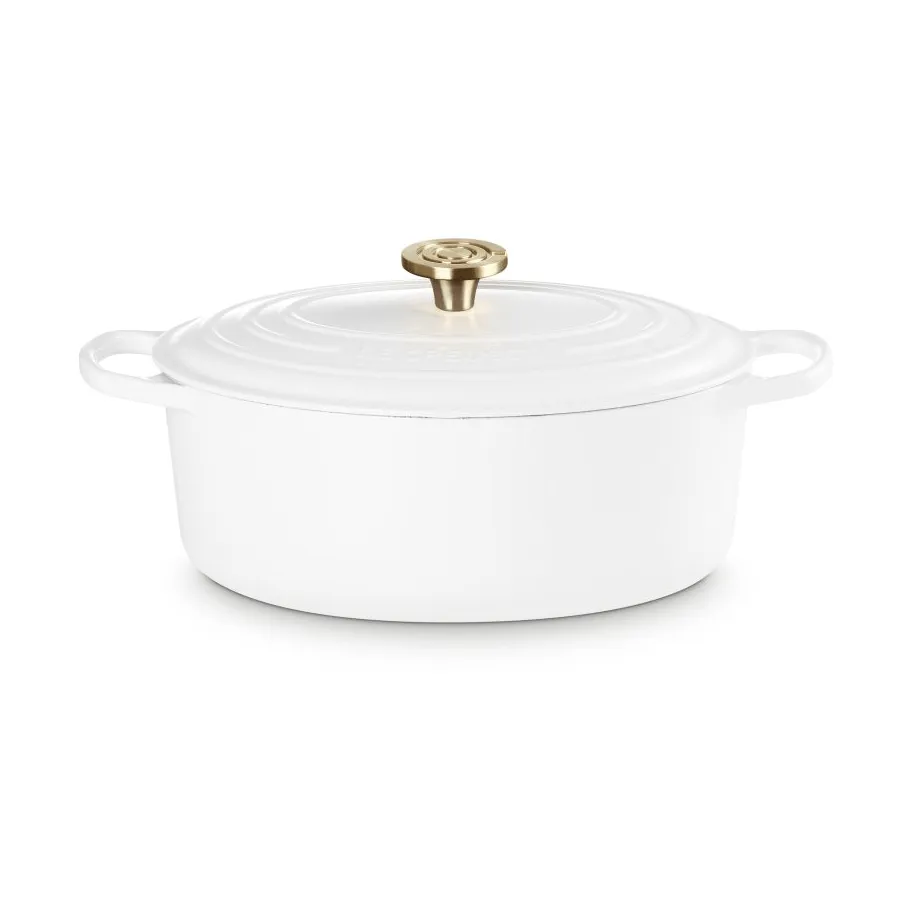 Le Creuset Signature cast iron oval casserole, White, 6.3 l Le Creuset