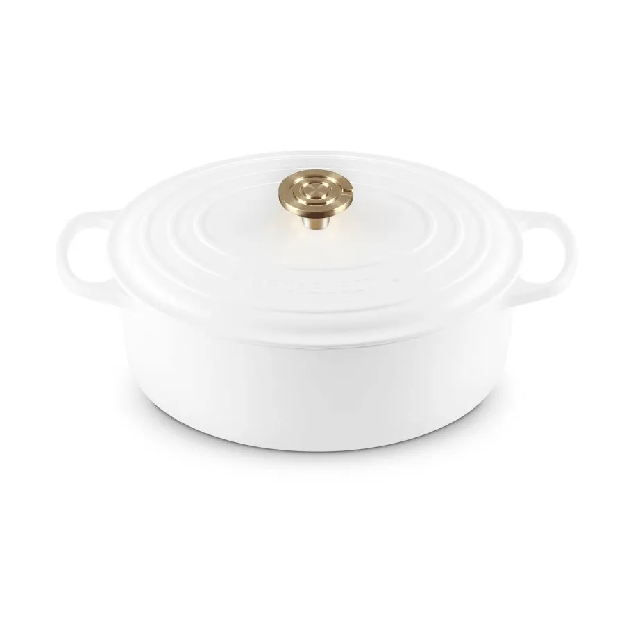 Le Creuset Signature cast iron oval casserole, White, 6.3 l Le Creuset