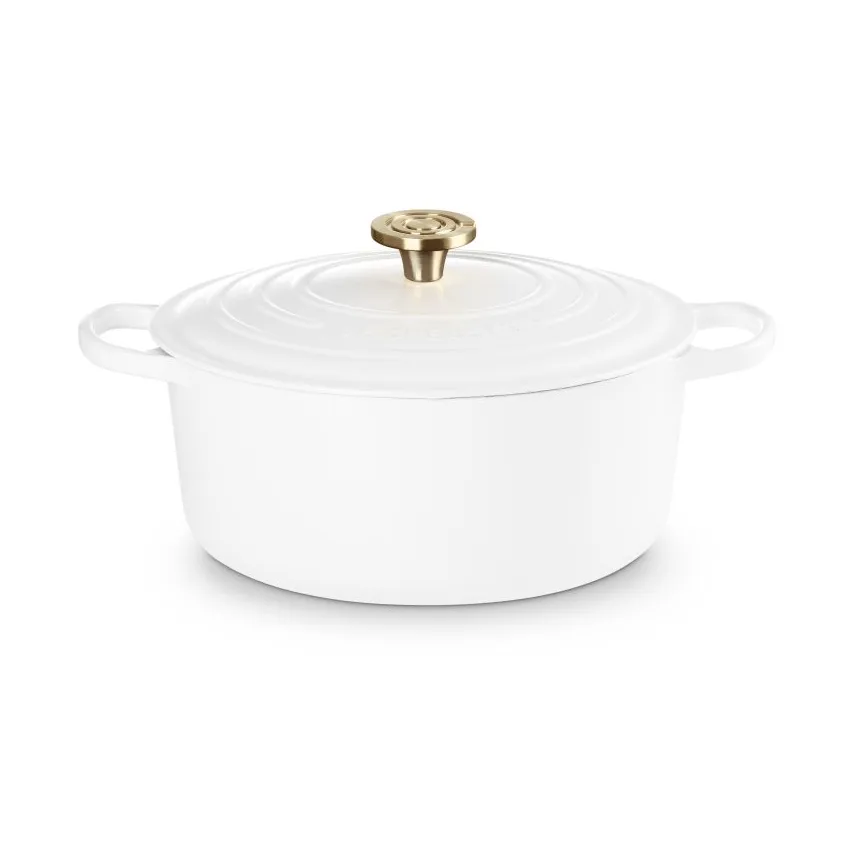 Le Creuset Signature cast iron round casserole, White, 6.7 l Le Creuset