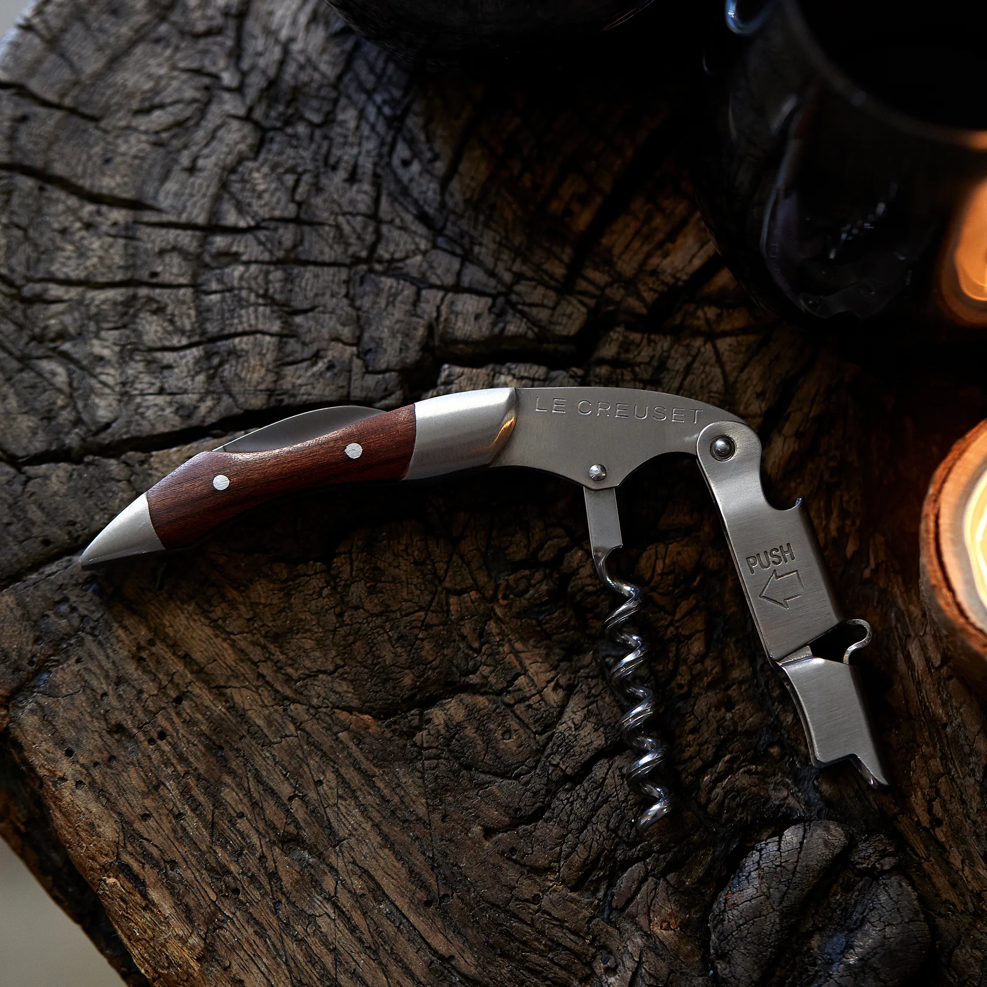 Le Creuset WT-110 corkscrew wood, grey-brown Le Creuset