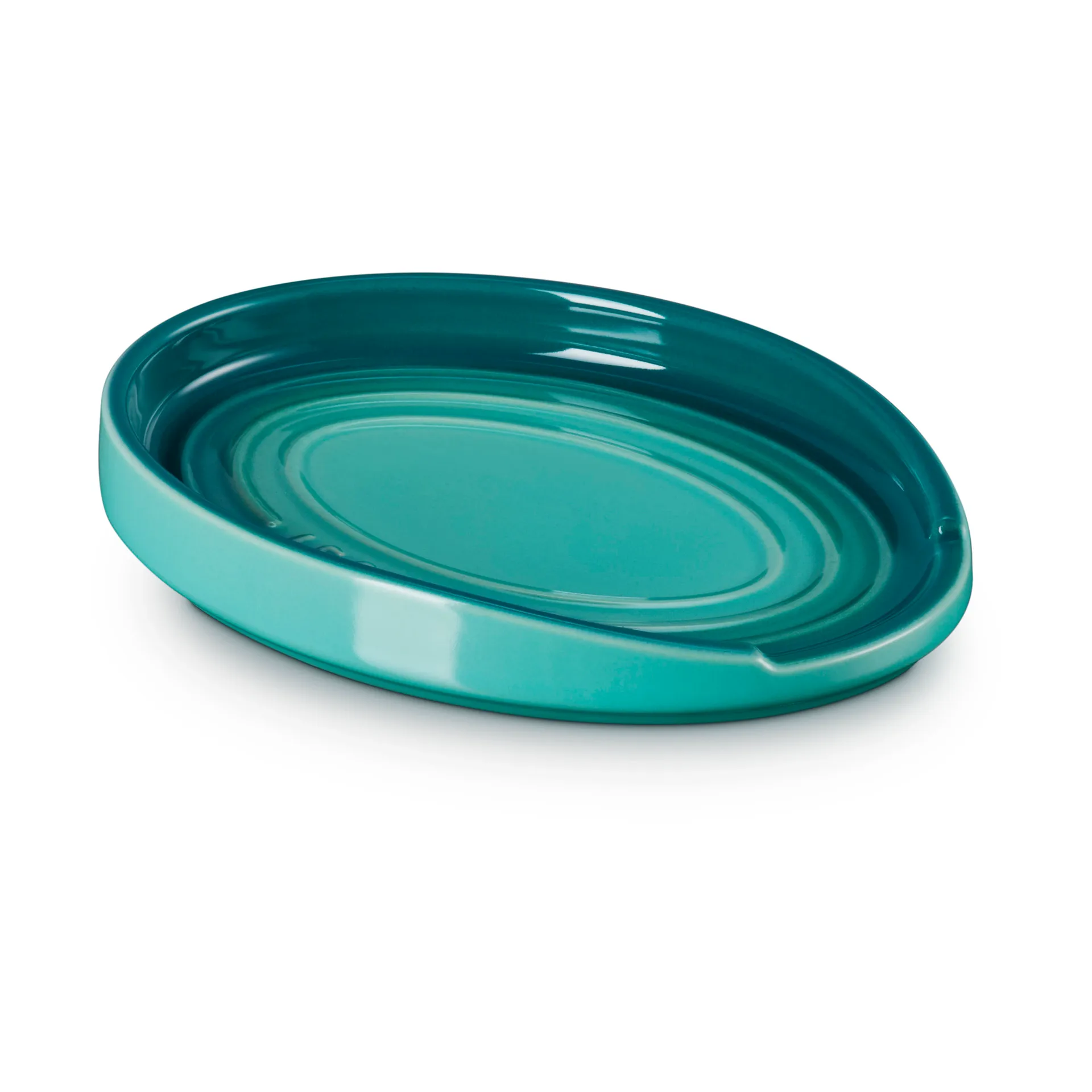Oval holder for serving spoon, Bleu Riviera Le Creuset